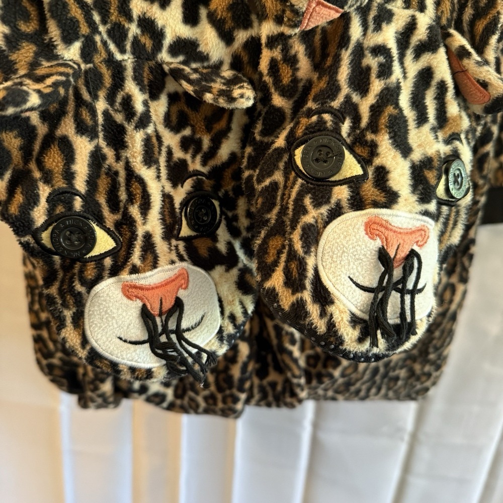 Nick & Nora Women M Cat Leopard One Piece Paws Pajamas Sleepwear Union Suit‎